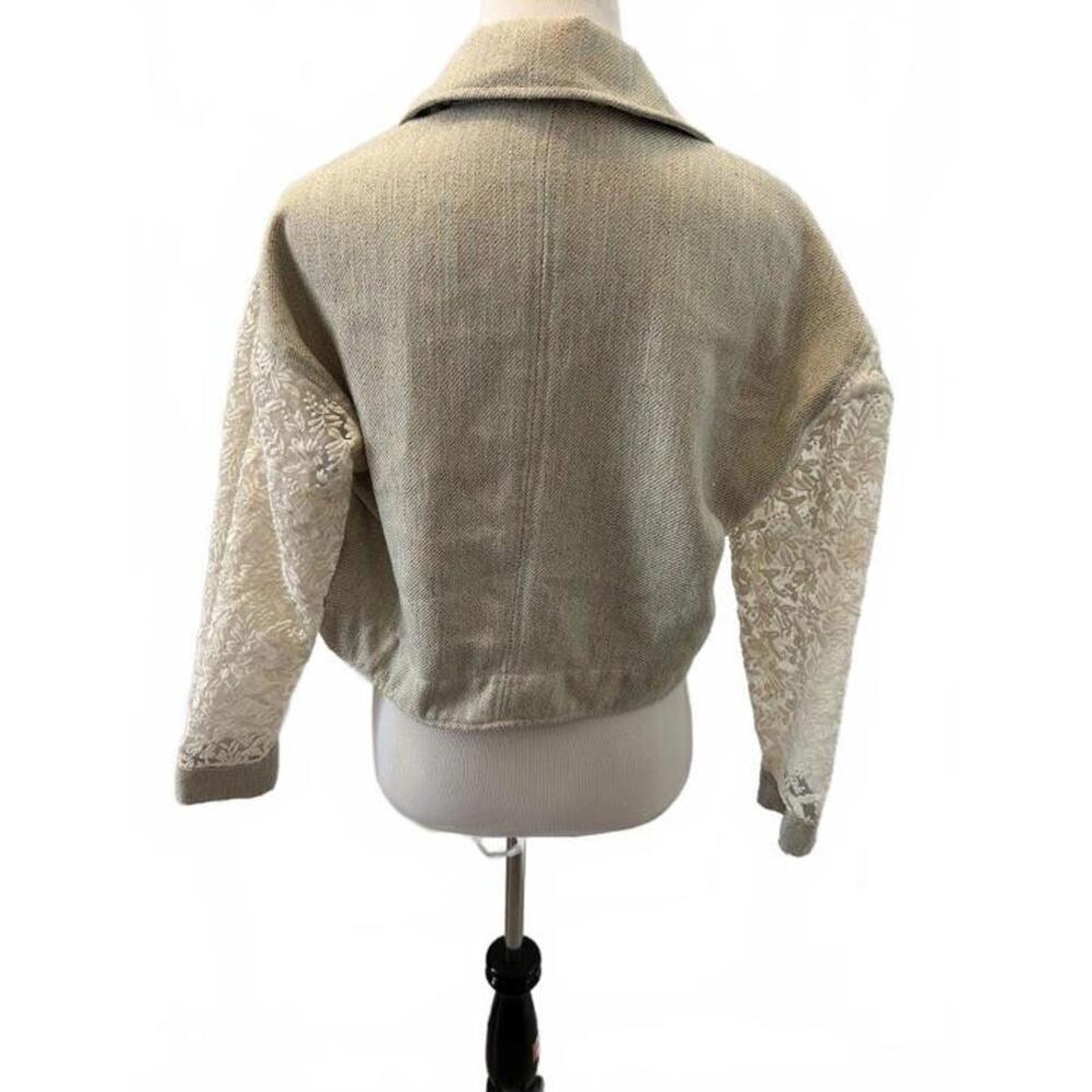 ADORE Women's Textured Cropped Jacket with Lace Sleeves Small - Picture 9 of 9